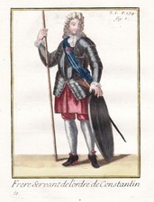 Costumi Del Cavaliere Dell'Ordine Costantiniano Incisione 1790