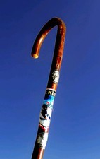 Antico Bastone Da Montagna.  Con Placche Localita Montane