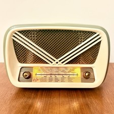 RADIO VINTAGE ELE 1950 BACHELITE BICOLORE VERDE OLIVA PANNA A VALVOLE D’EPOCA