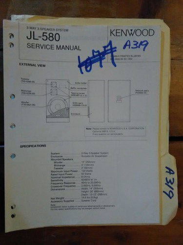 Kenwood 580 manuale di - kenwood,
