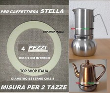 4 PEZZI GUARNIZIONE 2 TAZZE PER CAFFETTIERA STELLA GUARNIZIONI
