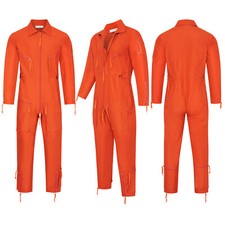 Flying Suit Jumpsuit Flight Military Pilot Coverall Zip Boiler Overall Orange