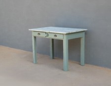 Tavolo laccato da cucina con piano in marmo, mattarello e due cassetti, anni '50