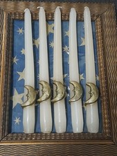 5 Candele Soia artigianali a stelo alte con luna crescente dorata magia 