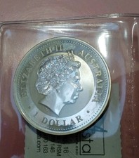 AUSTRALIA ELISABETTA II DOLLARO 2001 ANNO DEL SERPENTE ARGENTO COIN NUMISMATICA