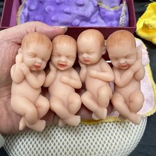 4pcs Mini Reborn Doll Solid Soft Silicone Stretchable with Box and Blanket Gift