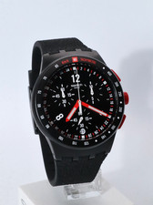 Orologio Swiss Swatch Originals Stand Hall Nero Crono Silicone Data 42mm SUSB411