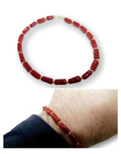 Bracciale in Corallo rosso di Oro 18kt e 750 Braccialetto Artigianale da Uomo  