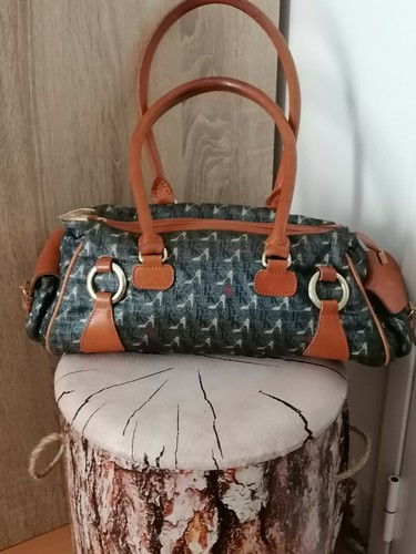 Borsa donna blu stampa - borsa, scarpe