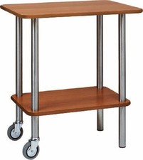 Carrello gueridon cm 70X50X78H 2 piani professionale noce e metallo due ruote