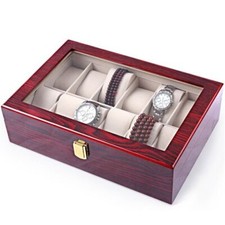 x Box Scatola Cofanetto Con Vetrina Porta Orologi Bracciali 12 Posti Legno lac