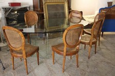 TAVOLO CRISTALLO CON SEDIE OVALINE LUIGI XVI