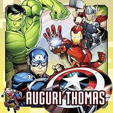 Cialda AVENGERS HULK SPIDERMAN con NOME Decorazione Torta Ostia Zucchero 