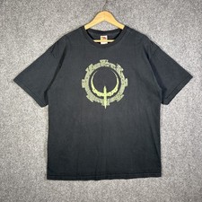 Camicia Quake Vintage Uomo XL Nera Videogioco XBOX 360 Quake 4 FPS Rara Y2K