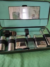  Raro Necessaire da Viaggio Vintage in Pelle e Metallo Cromato - Set da Toilette