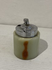 Accendino vintage in onice verde 12x9 cm Anni ‘70 – con porta sigarette e cenere