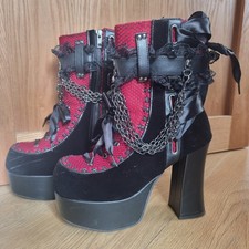 STIVALI GOTICI DEMONIACULT CHARADE - Rosso e nero Demonia plateau tacco dichiarazione