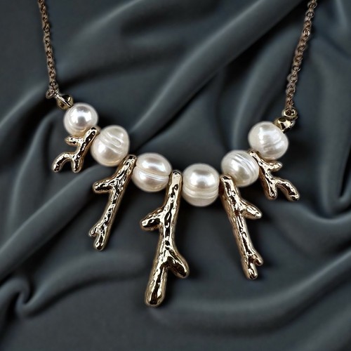 Collana corallo ramo oro perle - ramo,