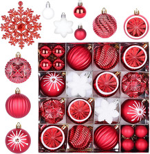 Set Da 40 Palline Di Natale Rosse E Bianche, 6 Cm, Plastica Infrangibile E Dotat
