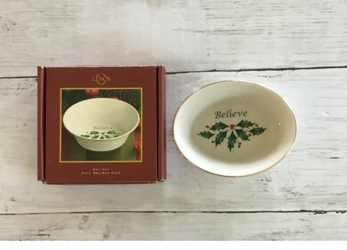 Lenox believe holiday holly - "believe",