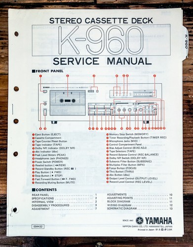 Yamaha 960 cassetta - cassetta, lista