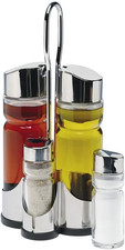 - Set Oliera E Acetiera, in Vetro E Acciaio Inox, 4 Pezzi