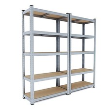 Set da 2 Scaffalature scaffale in metallo e legno 5 ripiani alta portata 875 kg