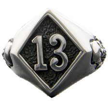 Diamante Fortuna 13 Teschio E Ossa Anello 925 Metallo Argento Biker Gotico Punk