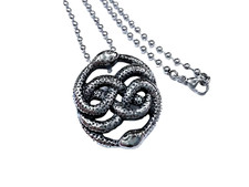 Collana Medaglione in Acciaio inspired LA STORIA INFINITA Auryn Bastian argento