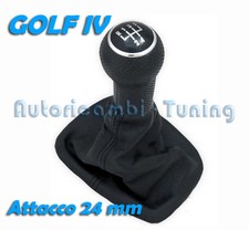 KIT COMPLETO POMELLO LEVA CAMBIO + CUFFIA NERA VW GOLF 4 IV - BORA innesto 24mm