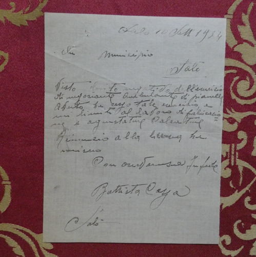 Lettera salò 1924 - lettera, battista