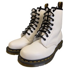 Stivali Dr Martens 1460 8 occhielli stringati donna bianco pelle liscia uk 5 11822