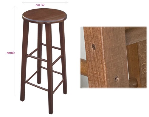 Sgabello legno tondo massello - legno,