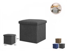 Puff Pouf Contenitore Quadrato In Tessuto Imbottito 38x38x35 Cm