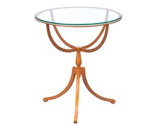 Tavolino Rotondo Coloniale in Metallo e Vetro - Diametro 50 cm - Altezza 55 cm