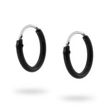 925 Silver Black Enamel Circle