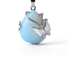 Collana ciondolo goccia vera pietra di luna naturale GARANZIA argento 925 NUOVA 