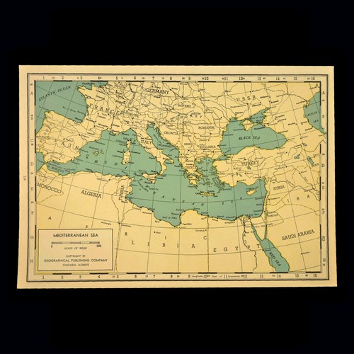 Mappa mediterraneana vintage - mappa,