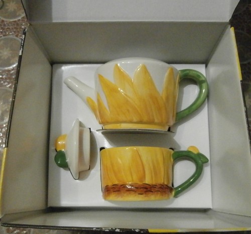 Teiera girasole ceramica - teiera,