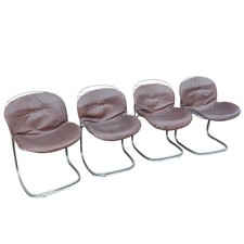 Set di 4 sedie modello sabrina in acciaio cromato, Designer. Gastone Rinaldi