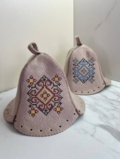 2 Cappello Sauna Lana Naturale Feltro Berretto Bagno Casa Kit Schapka Regalo Saunahut