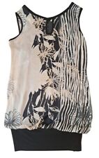 ELISA LANDRI Vestito abito elegante bianco nero fiori donna ragazza taglia M