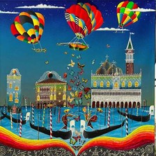 Venezia Surreale Meloniski da Villacidro Opera Dipinto Su Tela PEZZO UNICO 80 cm