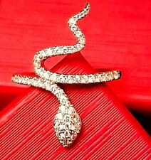 GRAZIOSO ANELLO SERPENTE LIBERTY '20s ALTO CM.2,5, BRILLANTI,ARGENTO-ORO GIALLO!