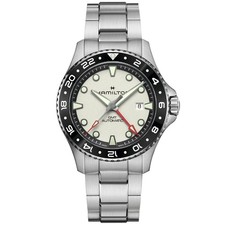 Orologio da uomo automatico GMT argento HAMILTON Khaki Navy Scuba H82555150 m...