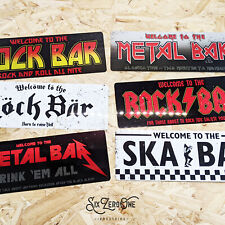 ROCK BAR Insegna Welcome Metallo Pub Bar Targa Vintage Parete Garage Latta Varie Musica