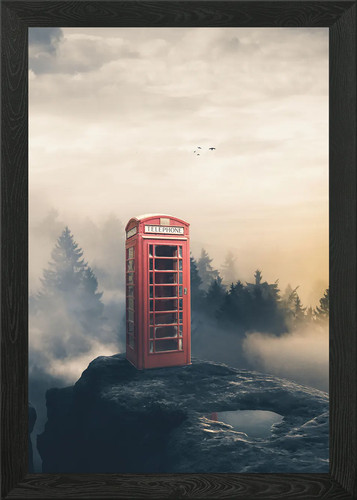 Cabina telefonica con cornice