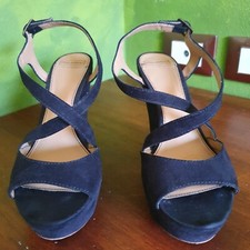 Sandali Donna Zeppa tacco alto simil camoscio nero Pull&Bear (vedi descrizione)