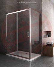 BOX CABINA DOCCIA BAGNO PARETE FISSA E PORTA SCORREVOLE 100 120 140 150 160 170