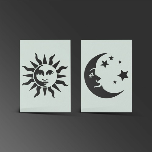 Sole stencil luna - sole,